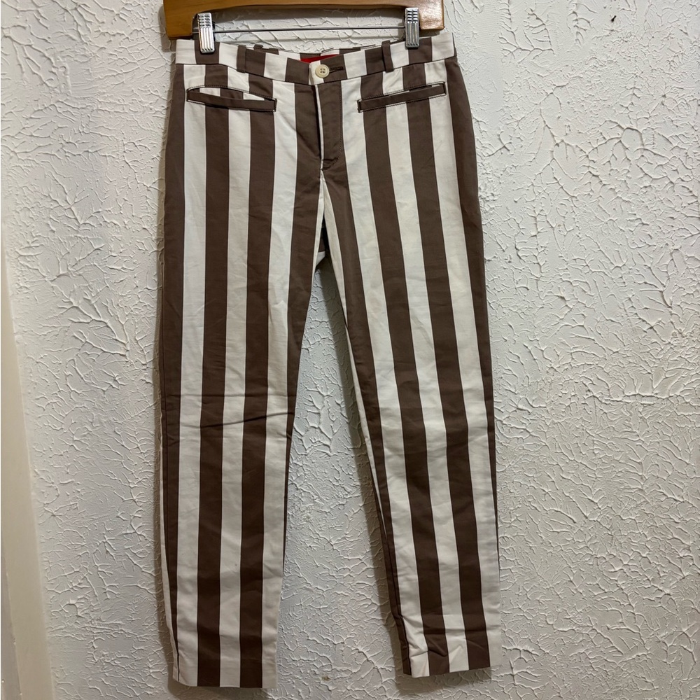 Cartonnier Brown and Cream Striped Straight Leg Jeans